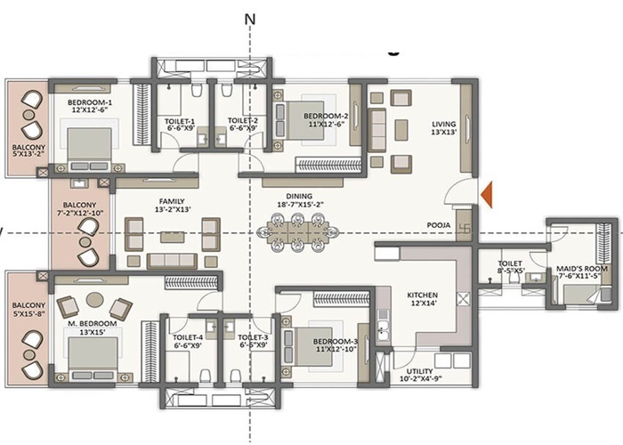 Featured Image of Prestige Eaton Park Bangalore 4 BHK Floor Plan
